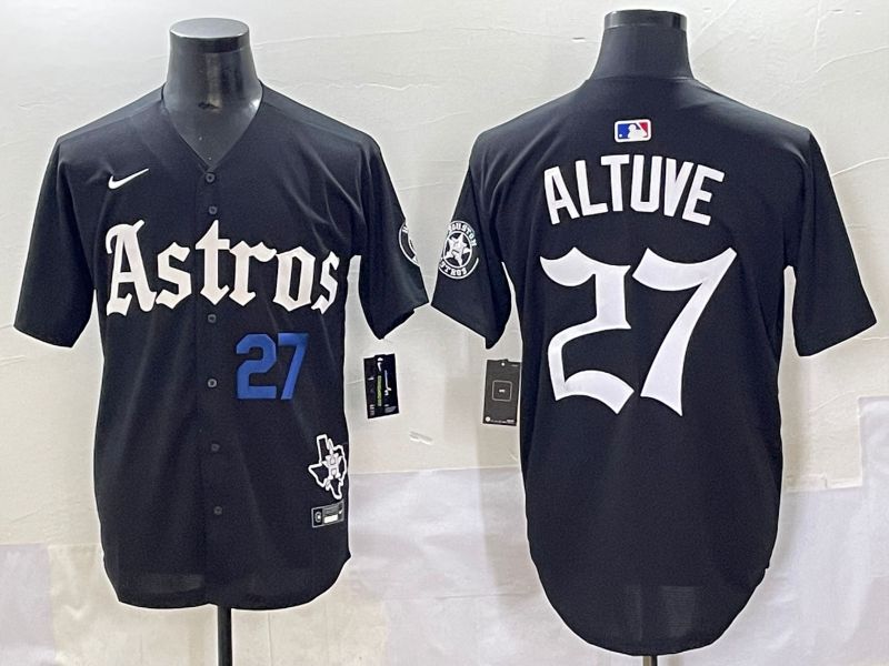 Men 2025 Houston Astros #27 Altuve Black Five generations Joint Name Nike MLB Jersey style 4